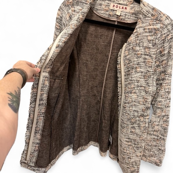 Dolan Anthropologie Leopard Tweed Longline Full Zip Jacket size Medium - Picture 2 of 12